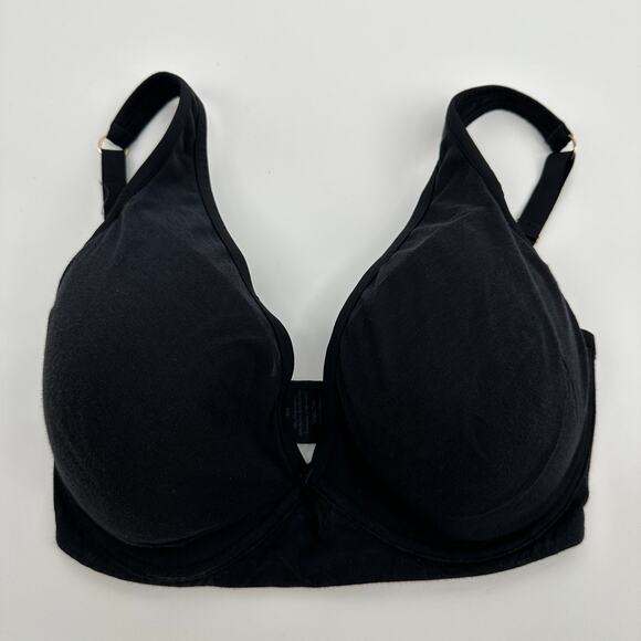 Thirdlove 24/7 Cotton Plunge Bra Black Removable Balancing Pads Mesh Accent 34F - Picture 1 of 5